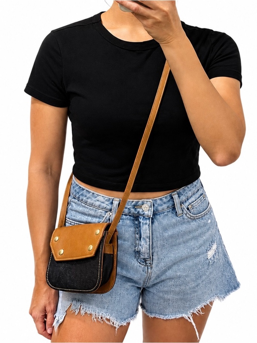 Monique Vintage Crossbody Bag Purse Brown and Black